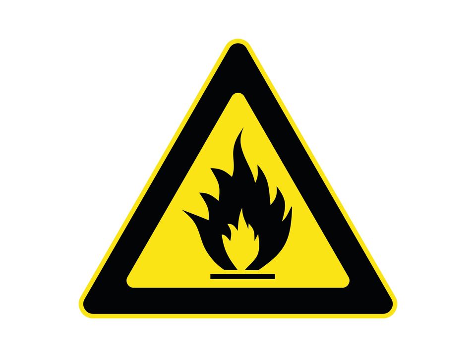 Waarschuwingssticker brandgevaarlijk