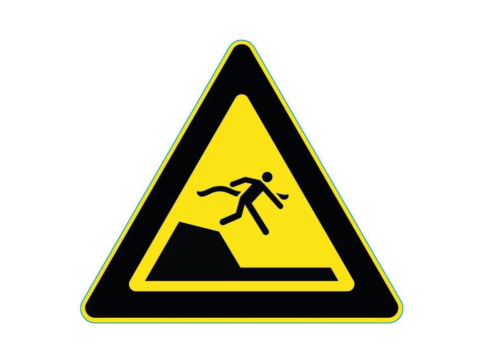 Waarschuwingssticker daling naar diep water