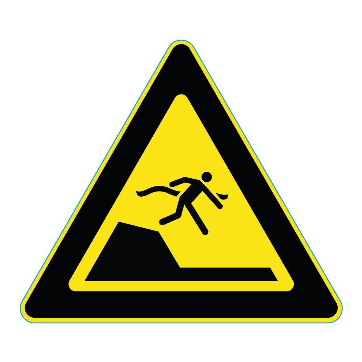 Waarschuwingssticker daling naar diep water (ISO 7010 W050)