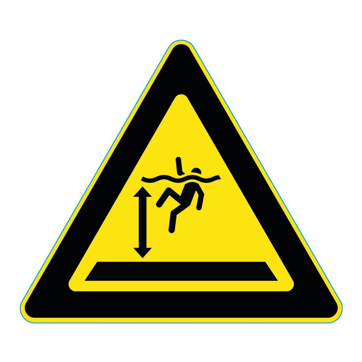 Waarschuwingssticker diep water (ISO 7010 W047)