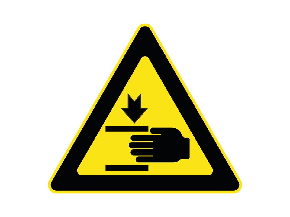 Waarschuwingssticker klemgevaar handen