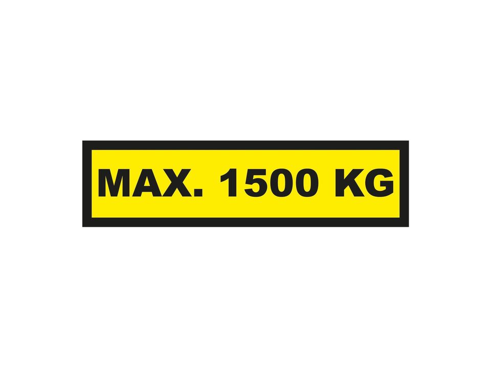 Waarschuwingssticker max. 1500 kg