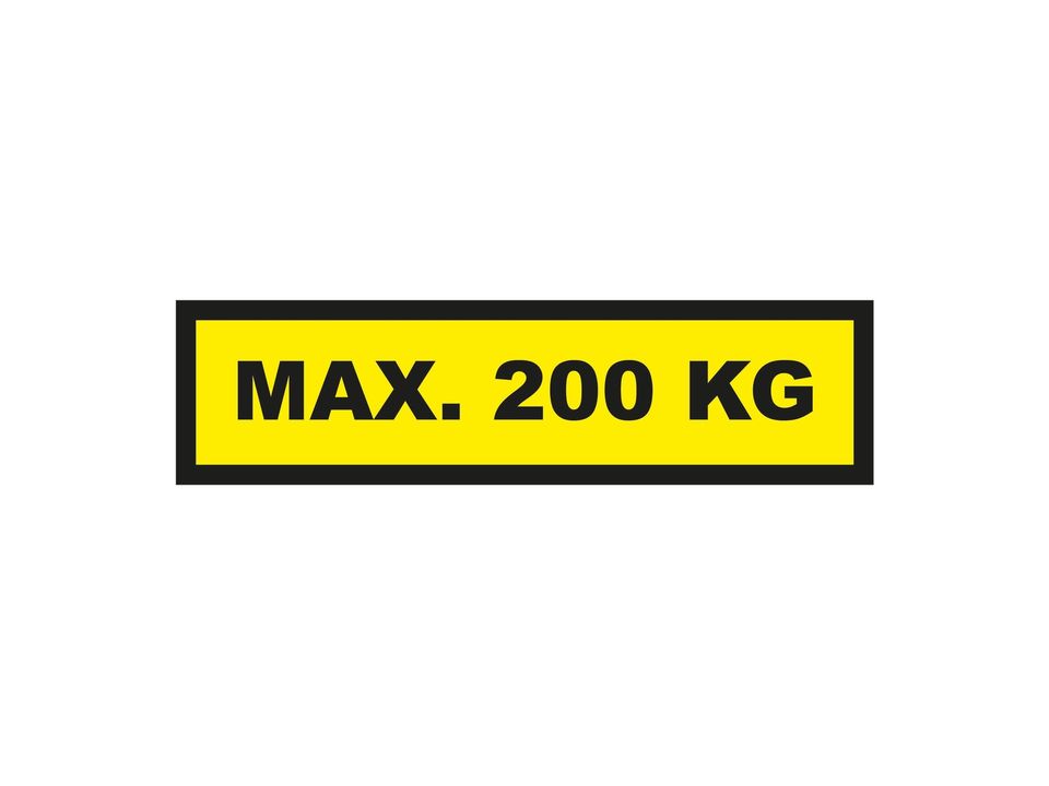 Waarschuwingssticker max. 200 kg