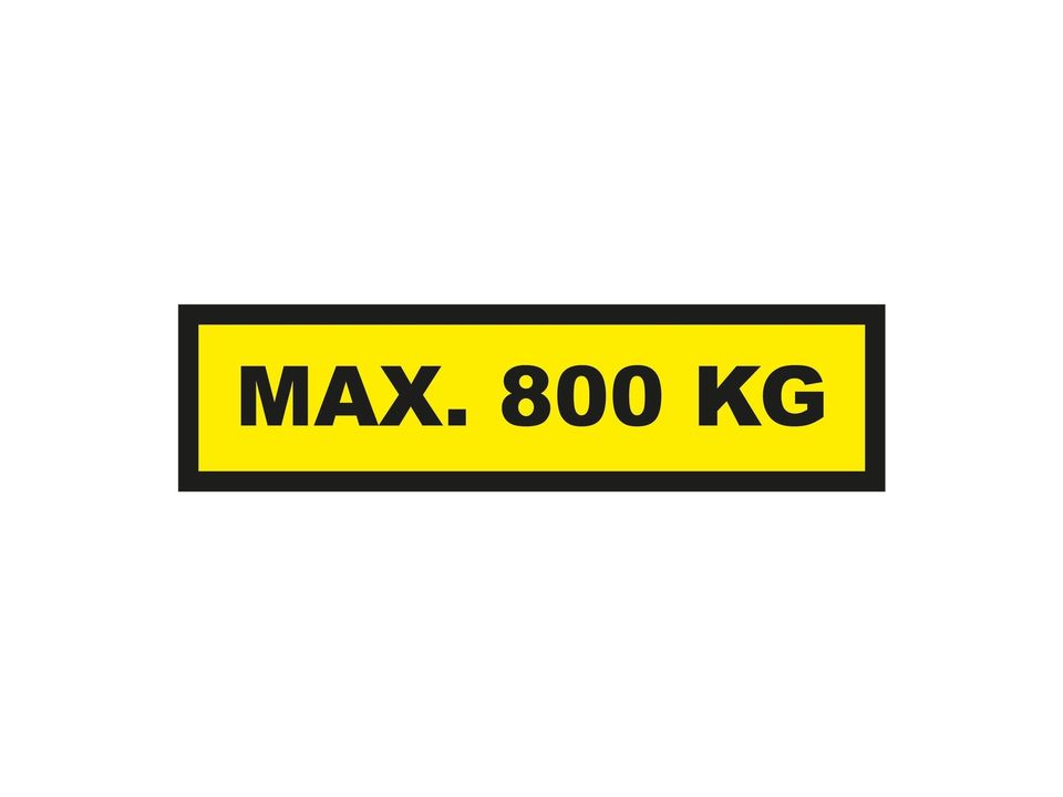 Waarschuwingssticker max. 800 kg