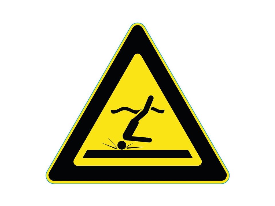 Waarschuwingssticker ondiep water