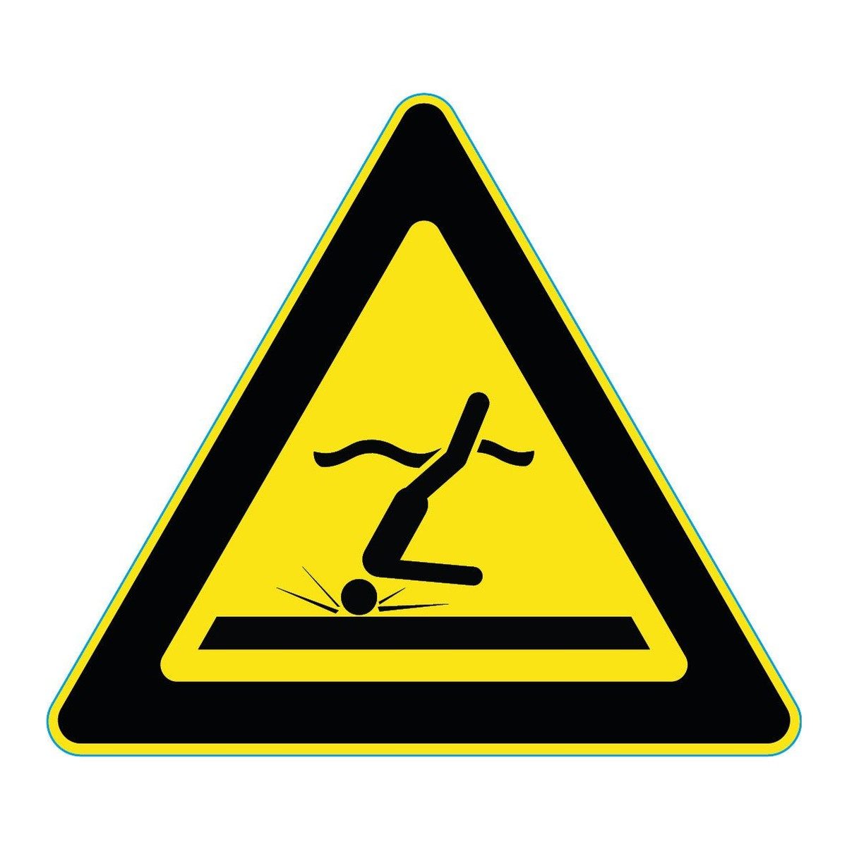 Waarschuwingssticker ondiep water (ISO 7010 W048)