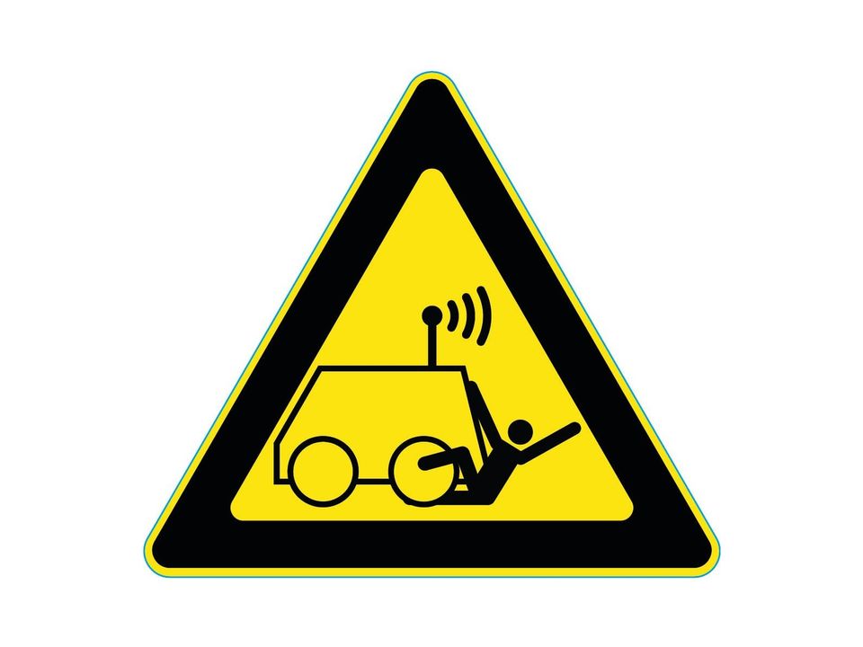 Waarschuwingssticker op afstand bestuurbare machine
