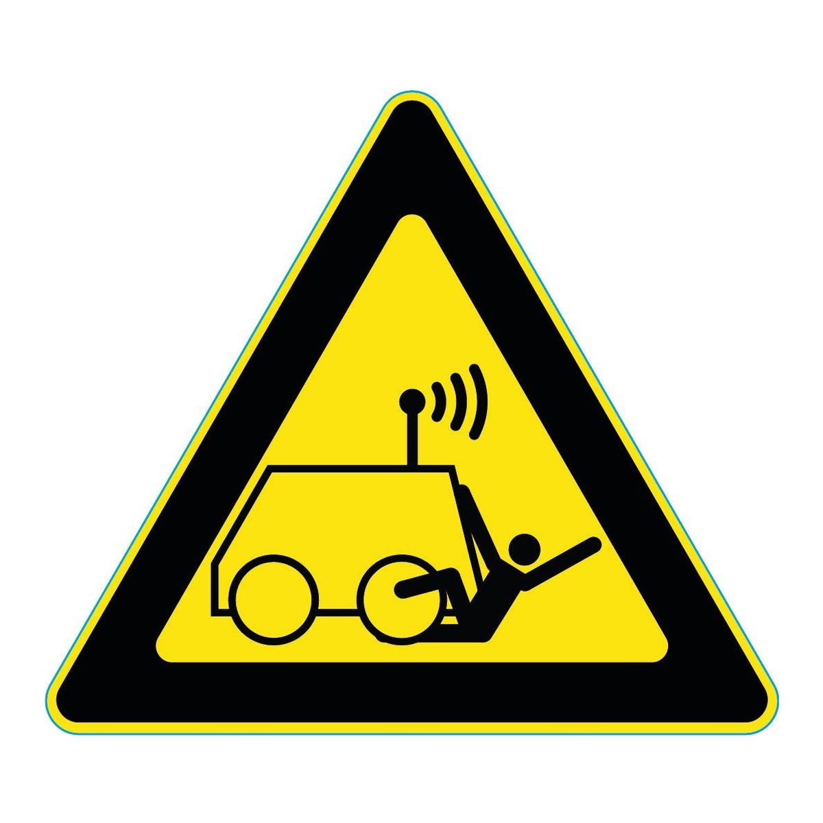 Waarschuwingssticker op afstand bestuurbare machine (ISO 7010 W037)