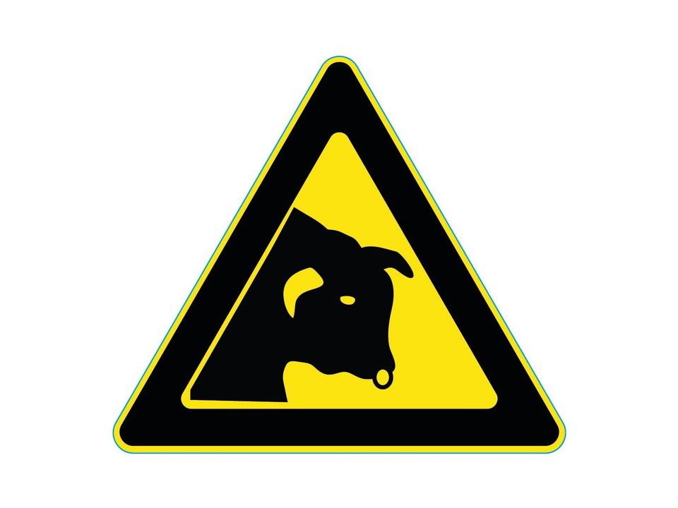 Waarschuwingssticker pas op voor de stier