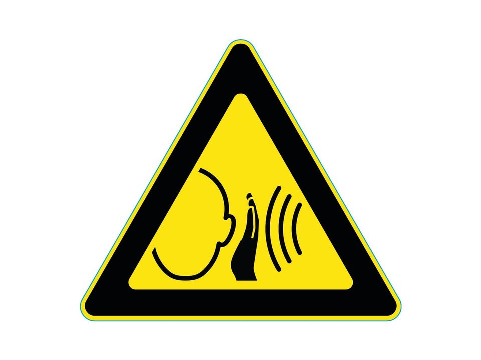 Waarschuwingssticker plots hard geluid