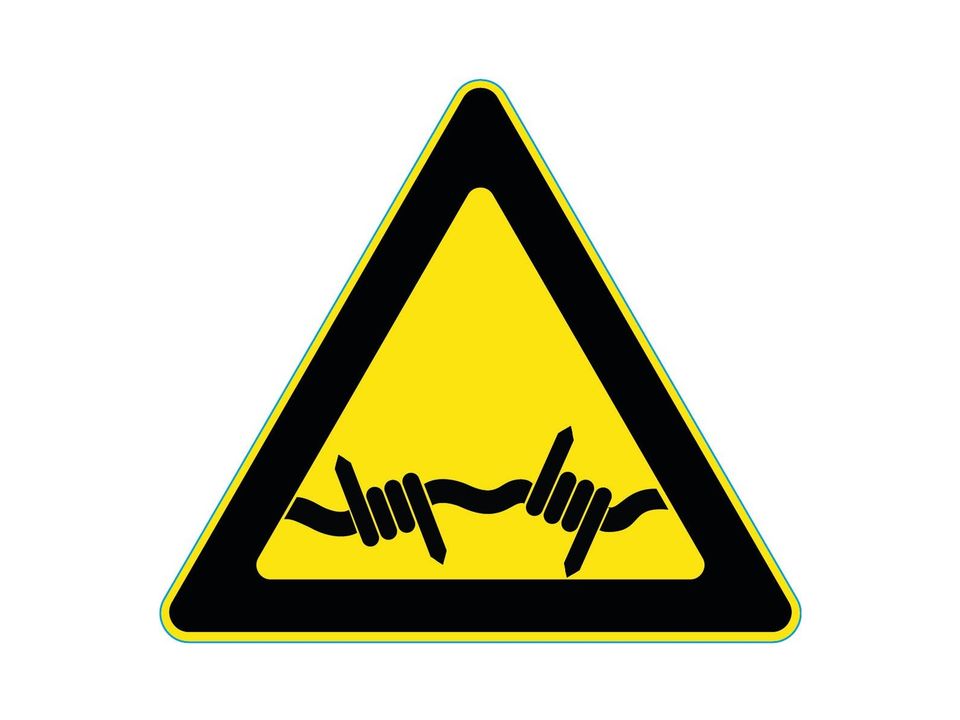 Waarschuwingssticker prikkeldraad