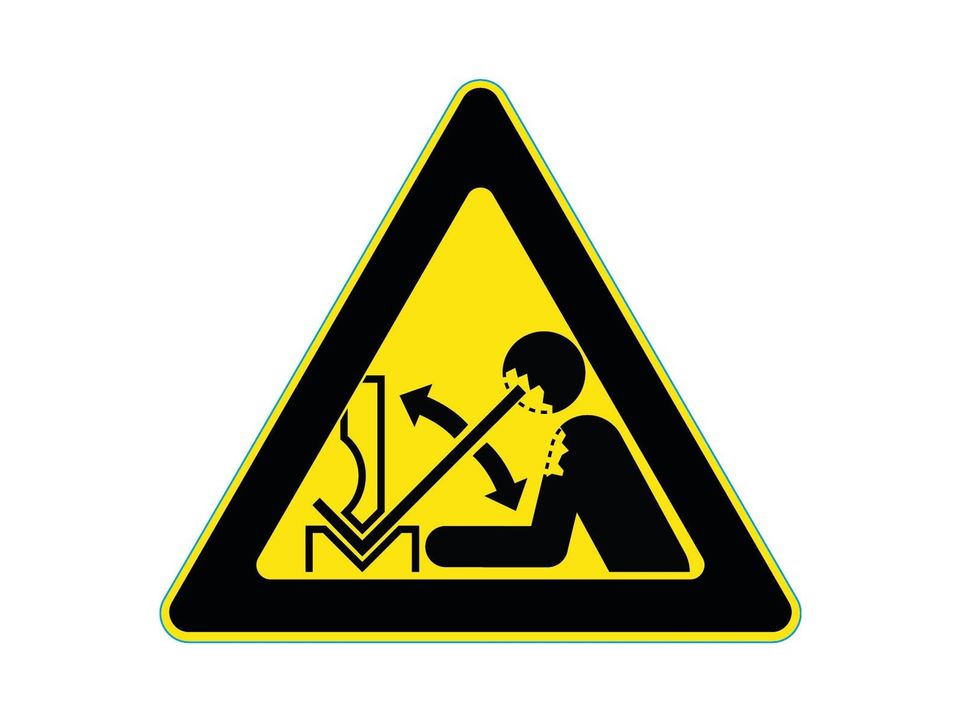 Waarschuwingssticker snel bewegend werkstuk
