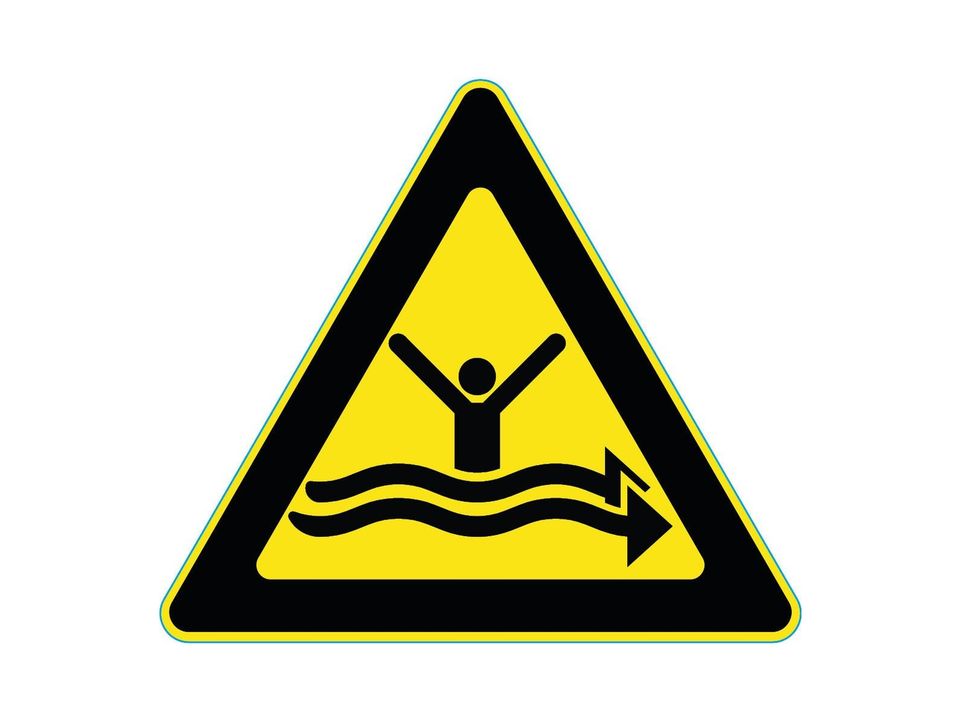 Waarschuwingssticker sterke stroming