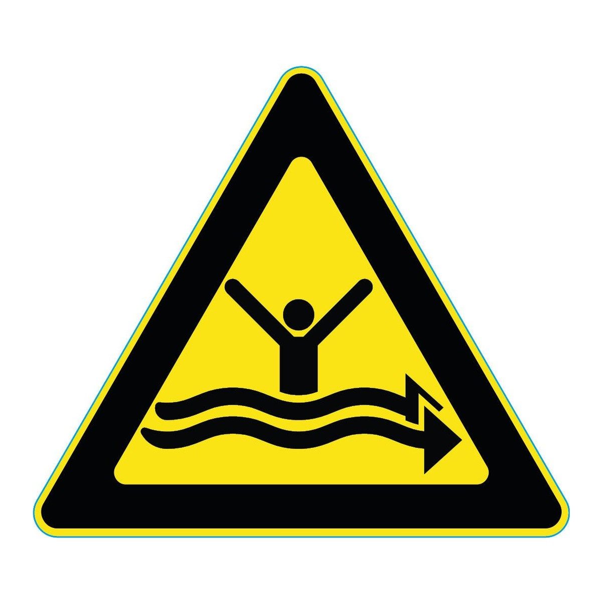 Waarschuwingssticker sterke stroming (ISO 7010 W057)