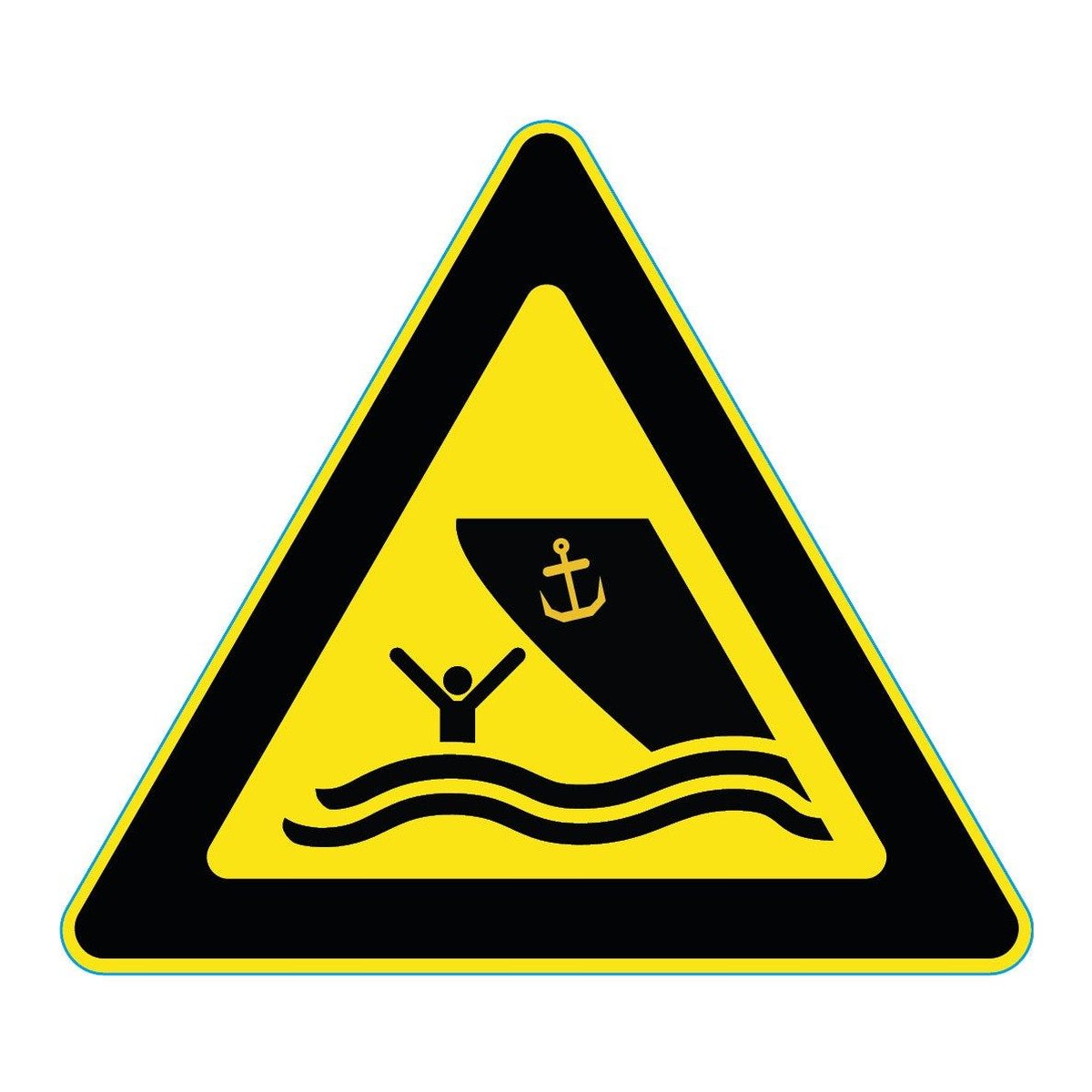 Waarschuwingssticker vaargebied (ISO 7010 W058)