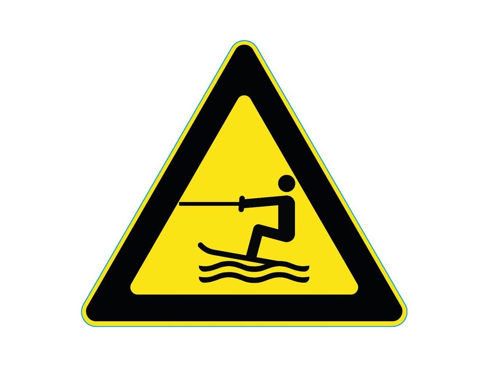 Waarschuwingssticker voortgetrokken wateractiviteiten