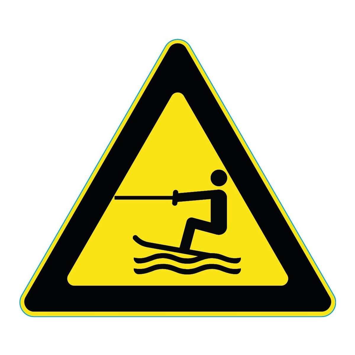 Waarschuwingssticker voortgetrokken wateractiviteiten (ISO 7010 W045)