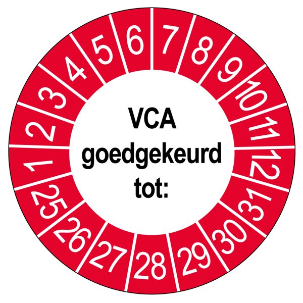 VCA keuringssticker volgende VCA-keuring, 35 mm rond op strip