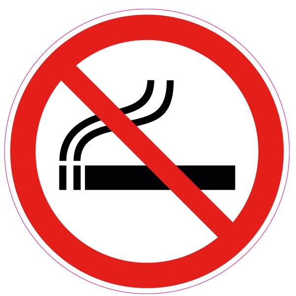 Verboden te roken sticker, rood-witte ronde ISO 7010-sticker